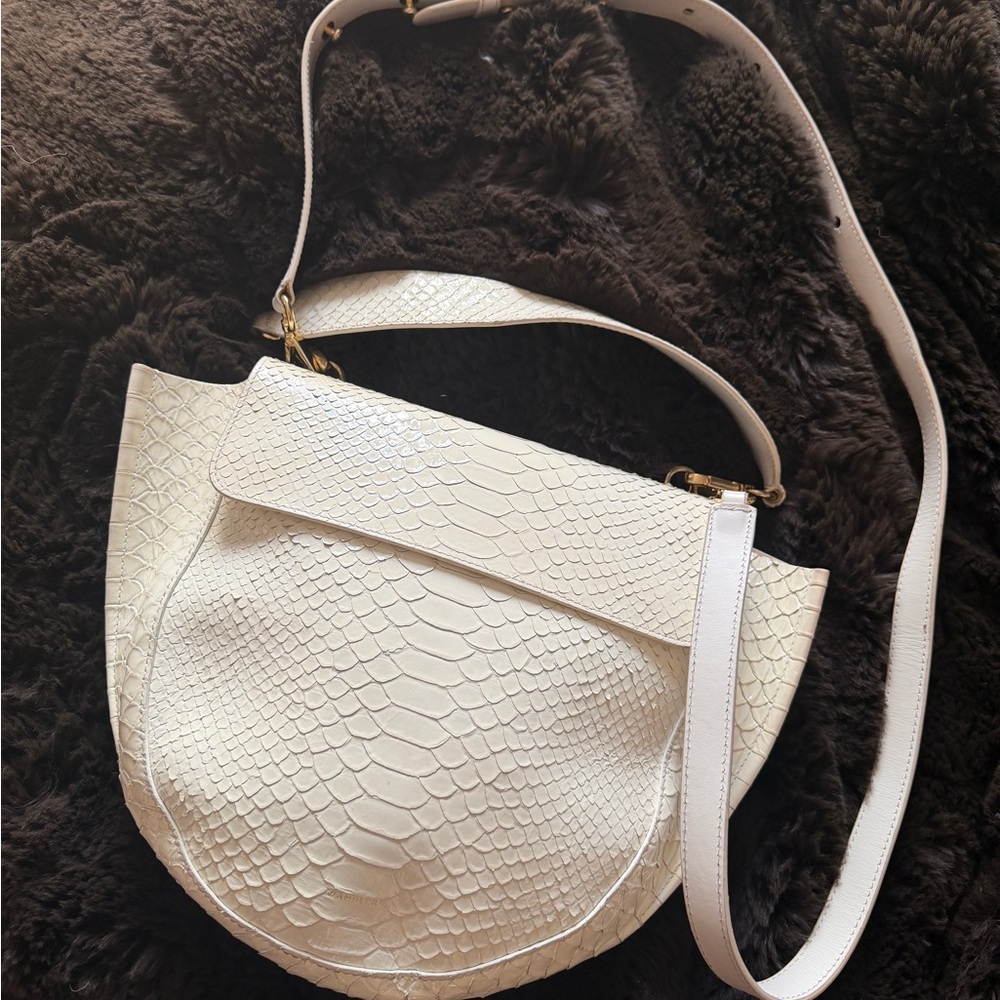WANDLER White Leather Bag Embossed Satchel - Picture 5 of 7